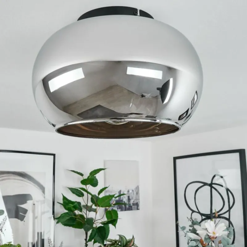 Suspension Verre Fumé-hofstein Plafonnier Molloy Chrome, Fumé, 1 lumière