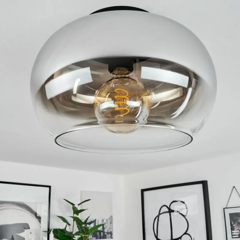 Suspension Verre Fumé-hofstein Plafonnier Molloy Chrome, Clair, Fumé, 1 lumière