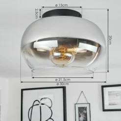 Suspension Verre Fumé-hofstein Plafonnier Molloy Chrome, Clair, Fumé, 1 lumière