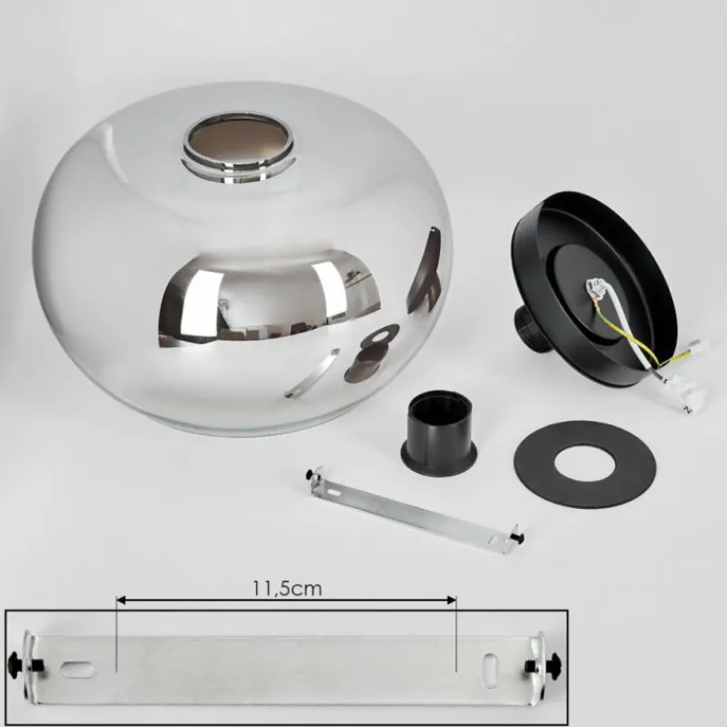 Suspension Verre Fumé-hofstein Plafonnier Molloy Chrome, Clair, Fumé, 1 lumière