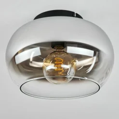 Suspension Verre Fumé-hofstein Plafonnier Molloy Chrome, Clair, Fumé, 1 lumière