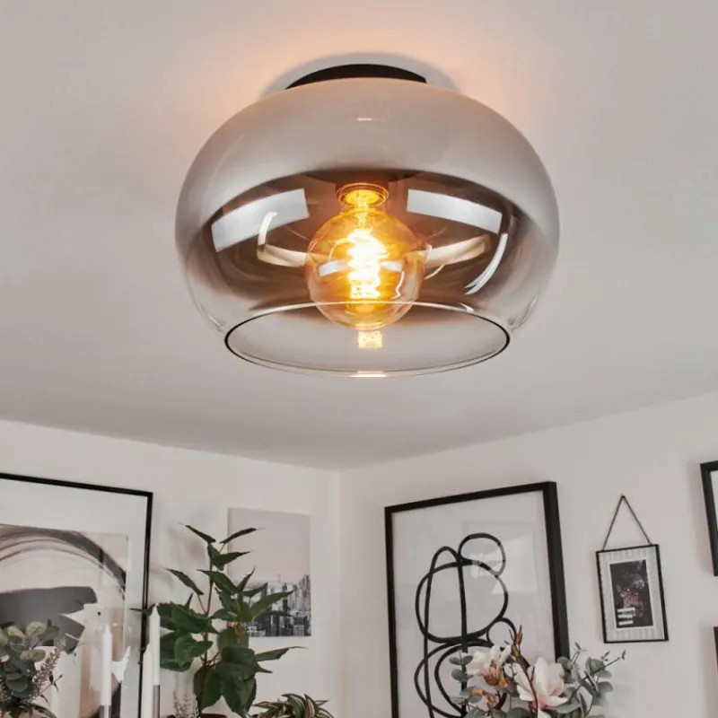 Suspension Verre Fumé-hofstein Plafonnier Molloy Chrome, Clair, Fumé, 1 lumière