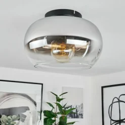 Suspension Verre Fumé-hofstein Plafonnier Molloy Chrome, Clair, Fumé, 1 lumière