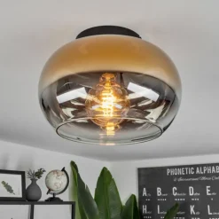 Lampes Dorées-hofstein Plafonnier Molloy Or, Clair, Fumé, 1 lumière