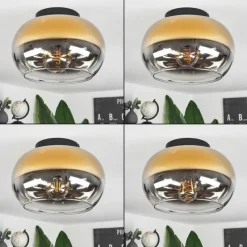 Lampes Dorées-hofstein Plafonnier Molloy Or, Clair, Fumé, 1 lumière
