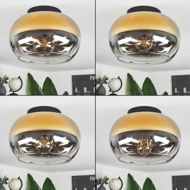 Lampes Dorées-hofstein Plafonnier Molloy Or, Clair, Fumé, 1 lumière