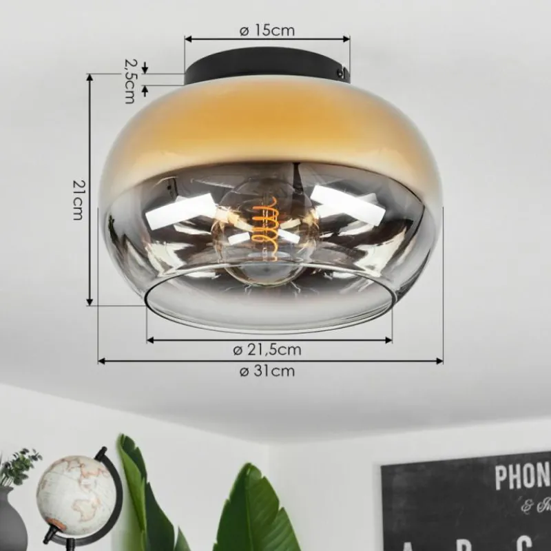 Lampes Dorées-hofstein Plafonnier Molloy Or, Clair, Fumé, 1 lumière