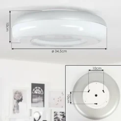 hofstein Plafonnier Monfebres LED Argenté, Blanc, 1 lumière, Télécommandes, Changeur de couleurs