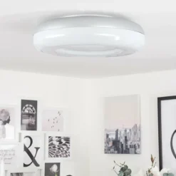 hofstein Plafonnier Monfebres LED Argenté, Blanc, 1 lumière, Télécommandes, Changeur de couleurs