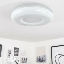 hofstein Plafonnier Monfebres LED Argenté, Blanc, 1 lumière, Télécommandes, Changeur de couleurs