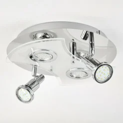 hofstein Plafonnier Morges LED Chrome, Blanc, 4 lumières