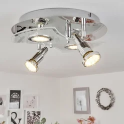 hofstein Plafonnier Morges LED Chrome, Blanc, 4 lumières