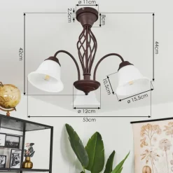 hofstein Plafonnier Mosquerito Rouille, 3 lumières