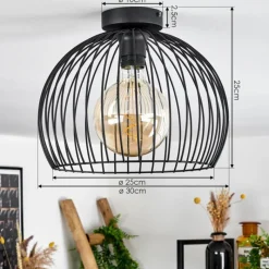 Lampes Industrielles-hofstein Plafonnier Mossay Noir, 1 lumière