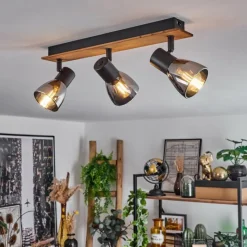 Suspension Verre Fumé-hofstein Plafonnier Murianette Écru, Noir, 3 lumières