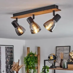 Suspension Verre Fumé-hofstein Plafonnier Murianette Écru, Noir, 3 lumières