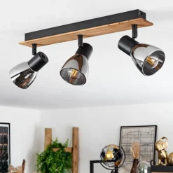 Suspension Verre Fumé-hofstein Plafonnier Murianette Écru, Noir, 3 lumières