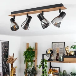 Suspension Verre Fumé-hofstein Plafonnier Murianette Écru, Noir, 4 lumières