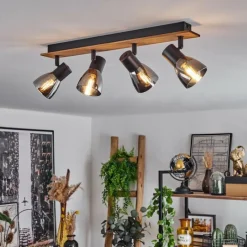 Suspension Verre Fumé-hofstein Plafonnier Murianette Écru, Noir, 4 lumières