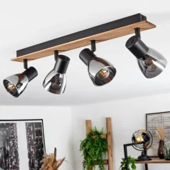 Suspension Verre Fumé-hofstein Plafonnier Murianette Écru, Noir, 4 lumières