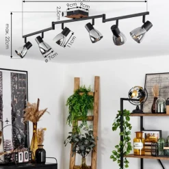 Suspension Verre Fumé-hofstein Plafonnier Murianette Écru, Noir, 6 lumières