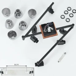 Suspension Verre Fumé-hofstein Plafonnier Murianette Écru, Noir, 6 lumières