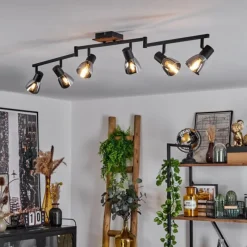 Suspension Verre Fumé-hofstein Plafonnier Murianette Écru, Noir, 6 lumières