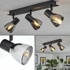 Suspension Verre Fumé-hofstein Plafonnier Murianette Noir, 3 lumières