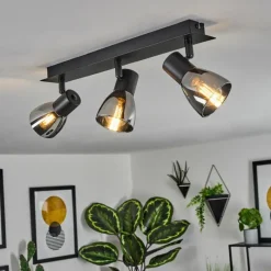 Suspension Verre Fumé-hofstein Plafonnier Murianette Noir, 3 lumières