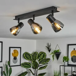 Suspension Verre Fumé-hofstein Plafonnier Murianette Noir, 3 lumières