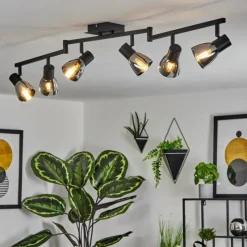 hofstein Plafonnier Murianette Noir, 6 lumières