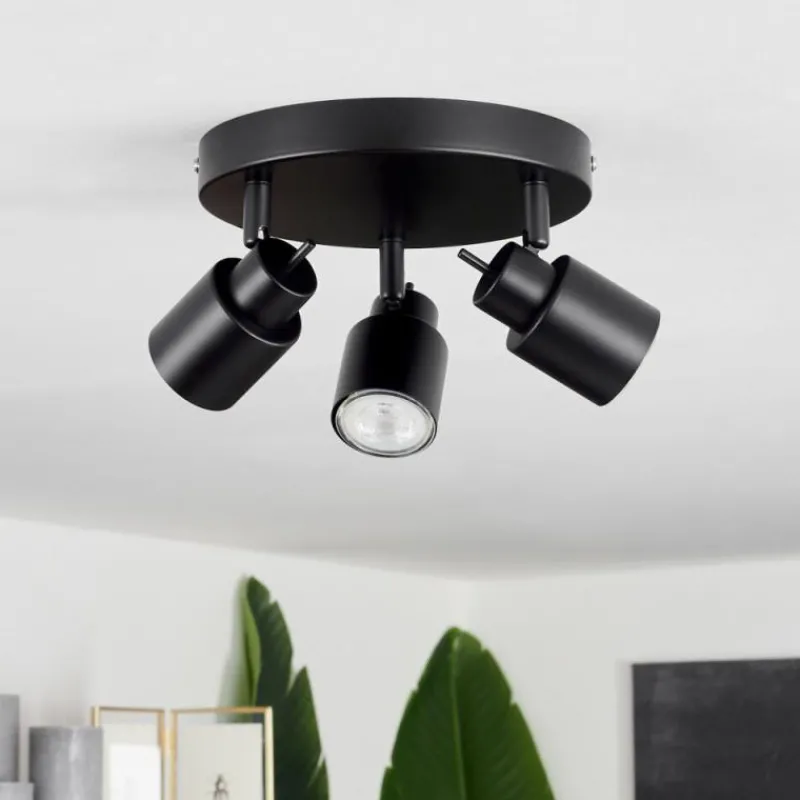 hofstein Plafonnier Nestavel LED Noir, 3 lumières