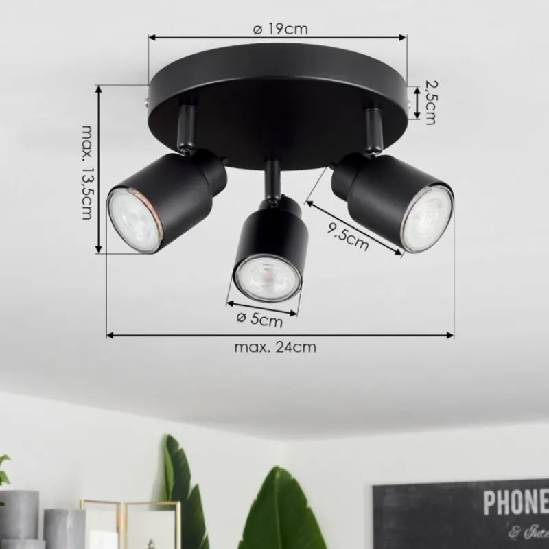 hofstein Plafonnier Nestavel LED Noir, 3 lumières