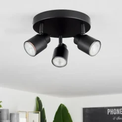 hofstein Plafonnier Nestavel LED Noir, 3 lumières