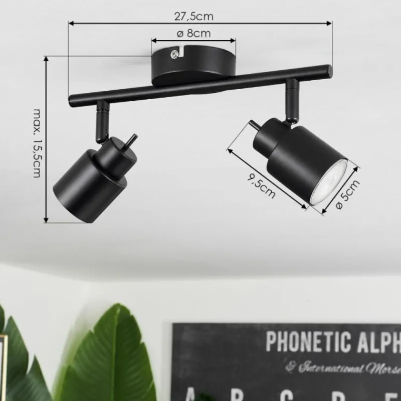 hofstein Plafonnier Nestavel LED Noir, 2 lumières