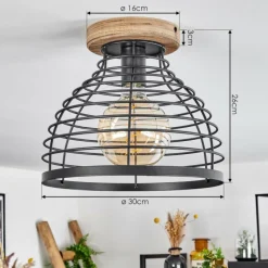 Lampes Vintages & Rétros-hofstein Plafonnier Omba Bois clair, 1 lumière