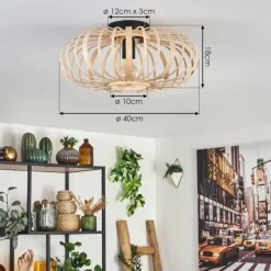 Style Boho-Chic-hofstein Plafonnier Oravi Bois clair, 1 lumière