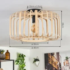 Style Boho-Chic-hofstein Plafonnier Oravi Bois clair, 1 lumière