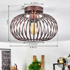 Lampes Industrielles-hofstein Plafonnier Oravi Cuivre, 1 lumière