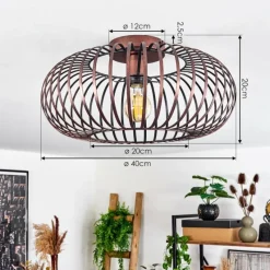 Lampes Vintages & Rétros-hofstein Plafonnier Oravi Cuivre, 1 lumière