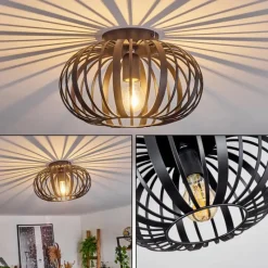 Style Boho-Chic-hofstein Plafonnier Oravi Noir, 1 lumière