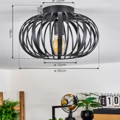 Style Boho-Chic-hofstein Plafonnier Oravi Noir, 1 lumière