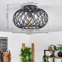 Style Boho-Chic-hofstein Plafonnier Oravi Noir, 1 lumière