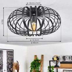 Style Boho-Chic-hofstein Plafonnier Oravi Noir, 1 lumière