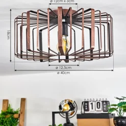 Lampes Industrielles-hofstein Plafonnier Oravi Noir, 1 lumière