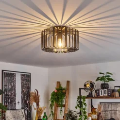 Lampes Industrielles-hofstein Plafonnier Oravi Noir, 1 lumière