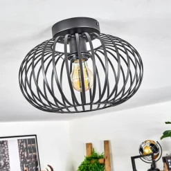 Lampes Industrielles-hofstein Plafonnier Oravi Noir, 1 lumière