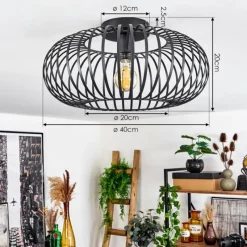 Lampes Vintages & Rétros-hofstein Plafonnier Oravi Noir, 1 lumière