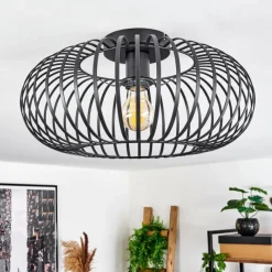 Lampes Vintages & Rétros-hofstein Plafonnier Oravi Noir, 1 lumière