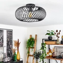 Lampes Vintages & Rétros-hofstein Plafonnier Oravi Noir, 1 lumière